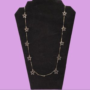 Goldtone and Silvertone Star Charm Long Necklace 30” Length
